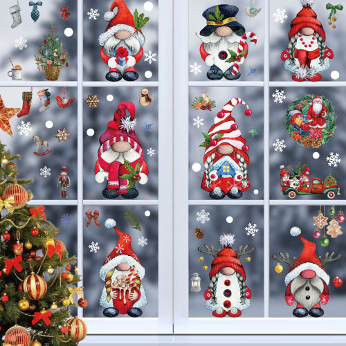 9 Sheets Christmas Window Clings Elves Christmas Decorations for 2