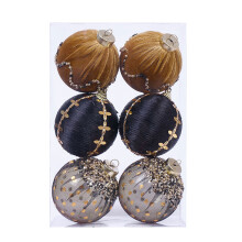 Boule de noël en peluche créative, 1 boîte, 8cm,-l'or noir