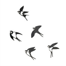 Acryl spiegel muur sticker verwijderbare vogel muur-Zwarte L