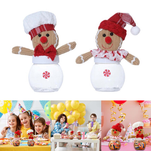 Festival Gingerbreads Man Shape Snacks Storage Jar-Red Hat 2
