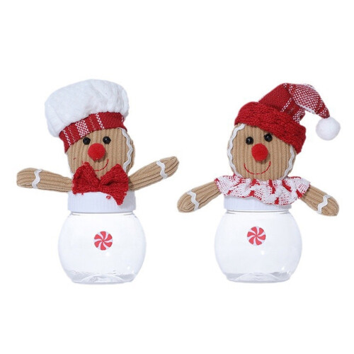 Festival Gingerbreads Man Shape Snacks Storage Jar-Red Hat 1
