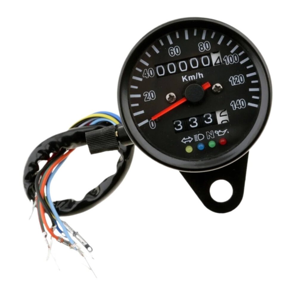 Gauge Odometer Retro For Custom Motorcycle Mechanical Tachometer With Indicator Odometer 140 Km/H 2023 Black 9084446698077