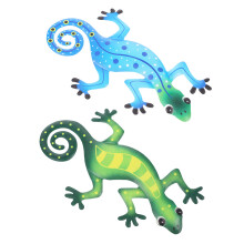 2Stk Metall Eisen Gecko Wanddekoration Für Wohnzimmer Garten Zu Hause