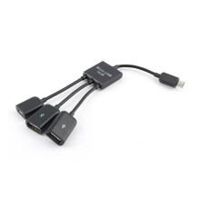 3-in-1 micro-usb-hub, männlich auf weiblich, usb-2.0 otg-kabel schwarz