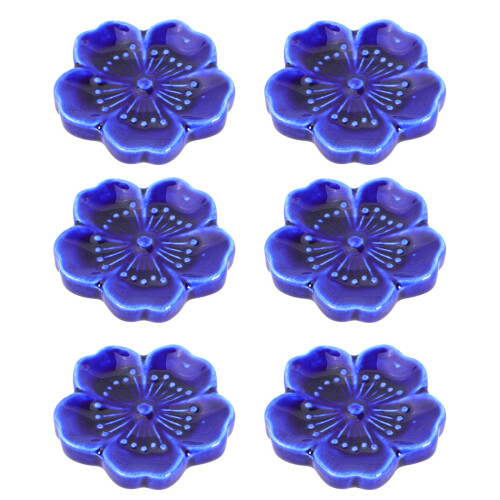 6 keramische eetstokjeshouders donkerblauw