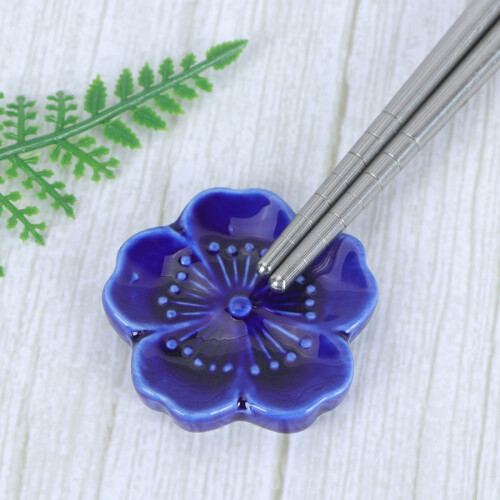 6 keramische eetstokjeshouders donkerblauw 2