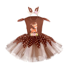Halloween Deer Costume with Dress Headband for Girl-5T