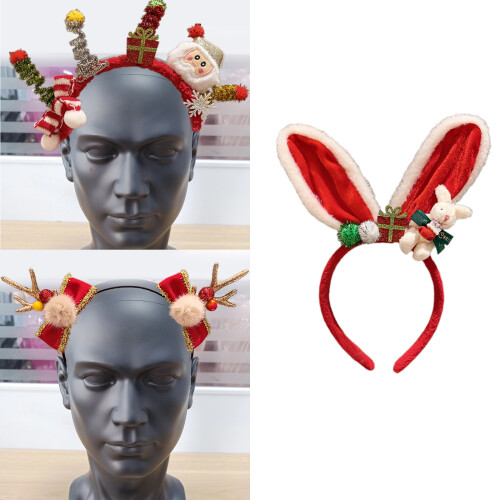 Soft And Adjustable Reindeer Antler Headband-Bow bear doll 2