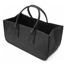 Felt Firewood Logs Storage Basket Carrier Bag Black With Carrying Handles For Outdoor Camping Log Holder