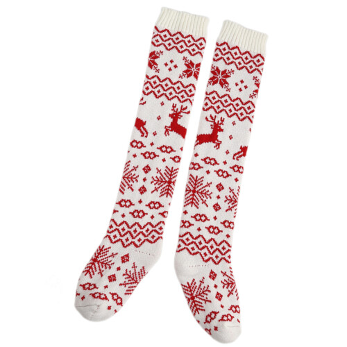 Weihnachts-Strick-Beinstulpen für Damen, Pullover,-Weiß