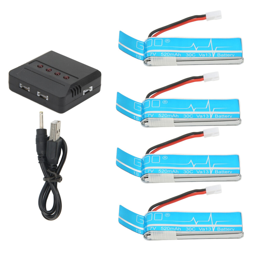4Pcs Lithium Ion Battery 3.7V 520Mah For Rc Helicopters Blue 6901356521024