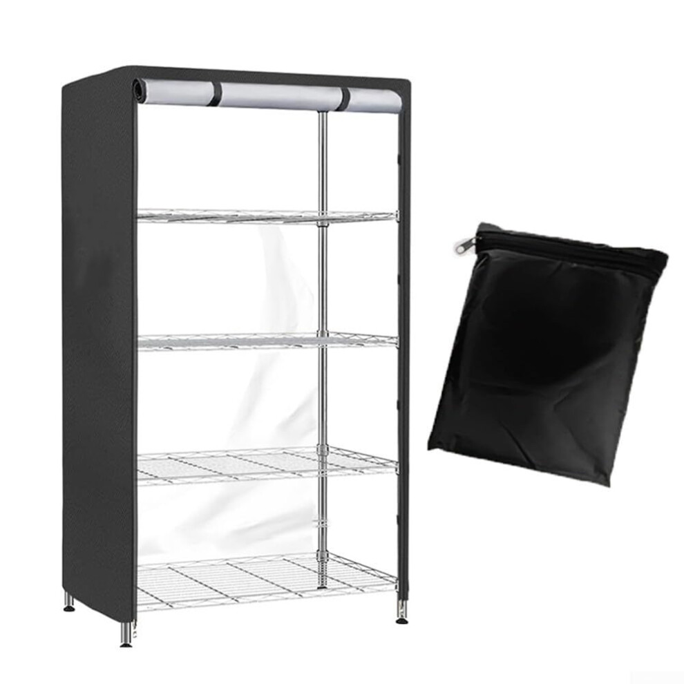Water-Resistant See-Through PVC Mesh Storage Shelf Cover 3-Way Zippers Wind Straps Fits 5-Tier Wire Rack 36x18x72-image-OPC-PMH7WBF-NEW