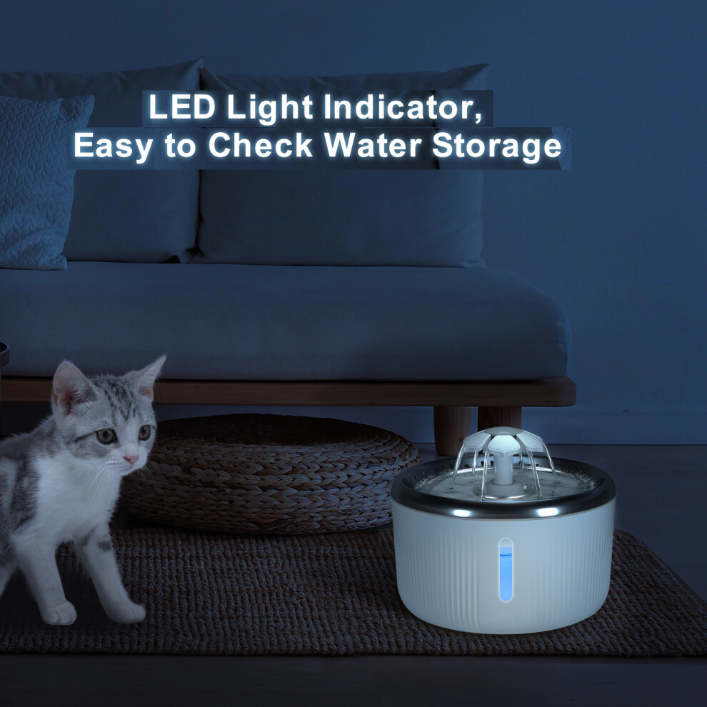 2L Pet Water Fountain Auto Cycle with Filter, 18x18x13cm, White & Green-image-OPC-PMH7WXQ-NEW