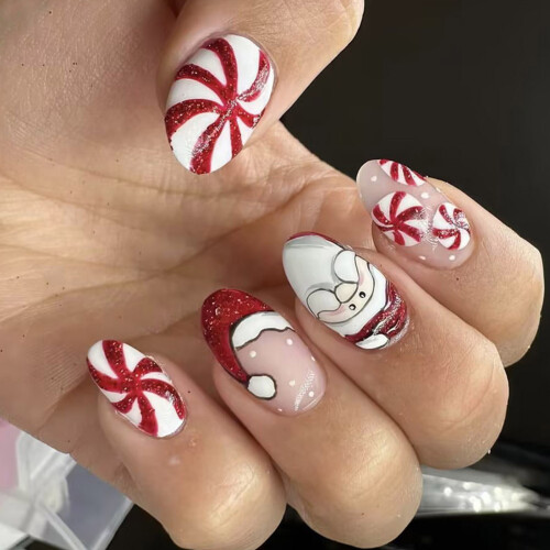 24 pièces de flocon de neige de noël à pression sur les ongles,