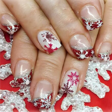 24 pièces hiver ongles artificiels noël faux ongles court carré