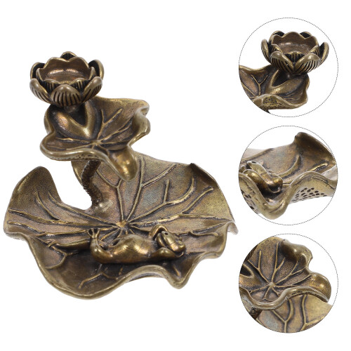 Chic Lotus Design Räucherstäbchenhalter Dekorativer Messingbecher 1