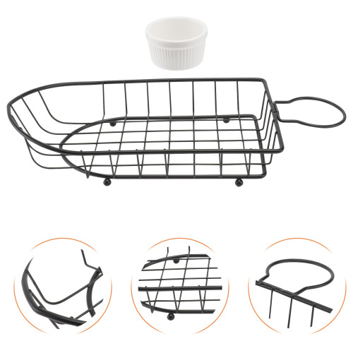 1 Set Pommeschale In Bootform Mit Netzoptik Snackhalter Serviergestell 1