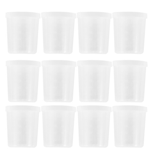 30Stk 100Ml Einweg Kunststoff Messbecher Mit Deckel Transparent 2