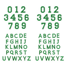 72 Stück waschbare Buchstaben- und Zahlen-Nähflicken,-Grün