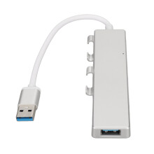 Silberner Hochgeschwindigkeits-USB-Hub 4-Port USB 3.0 + USB-C