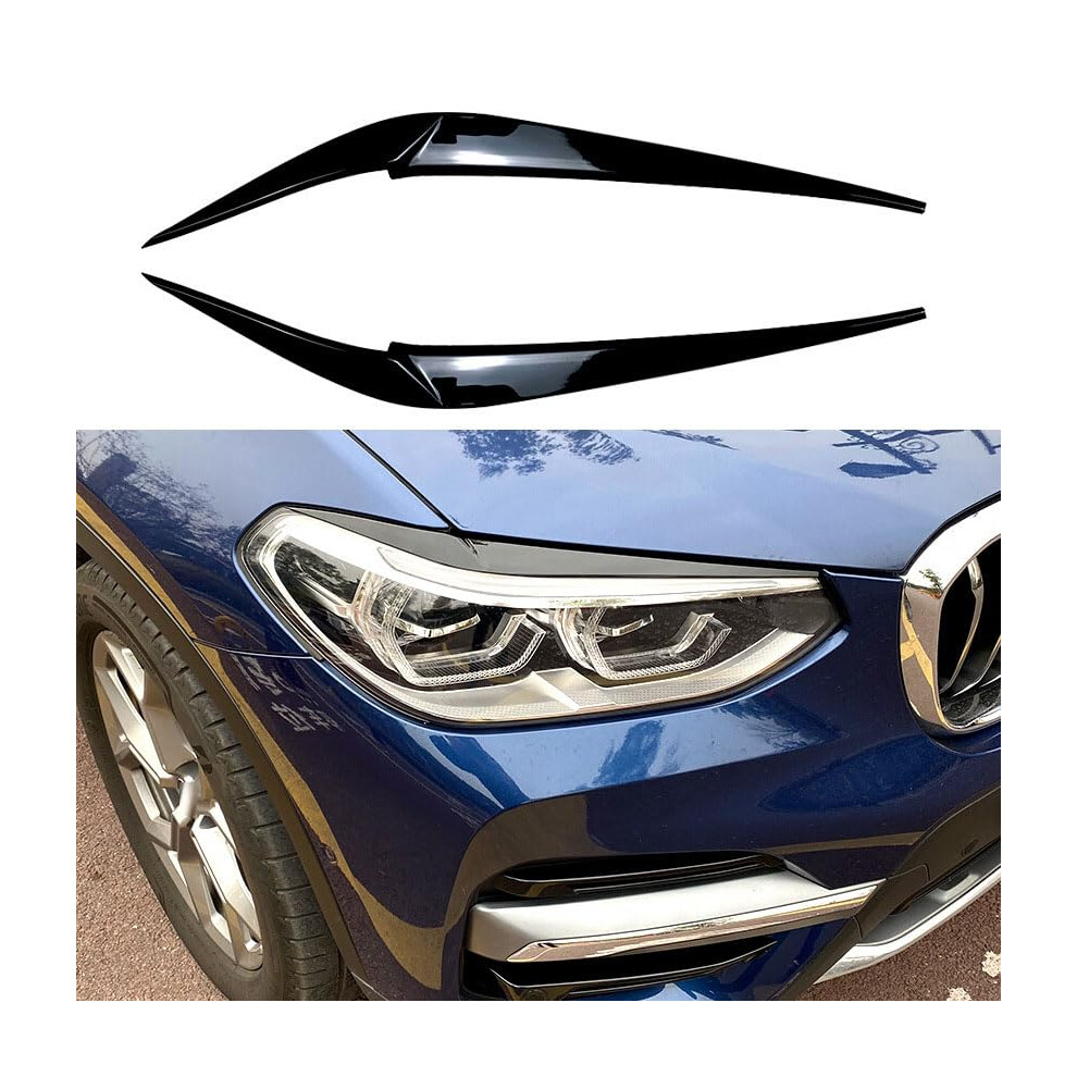 Abs Car Headlight Eyebrow Sticker Trim Eyelids Lids For Bmw X3 X4 G01 G02 2018+ A-Gloss Front Lighting Protection Black 9354506620561