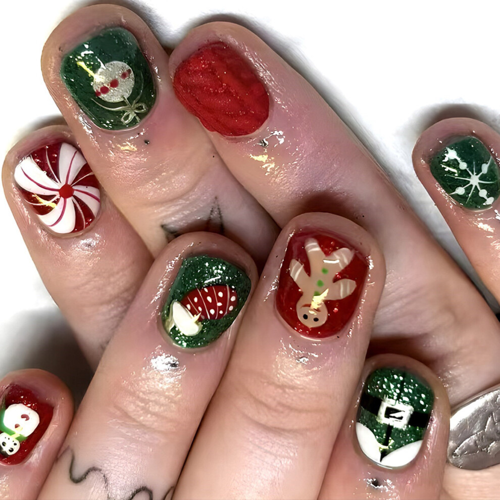 24 Pcs Snowman Artificial Nail Christmas Full Cover False Nail-image-OPC-PMH88W5-NEW