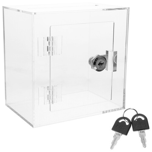 Donation Box Lock Ballot Container Clear Suggestion Raffle Boxes