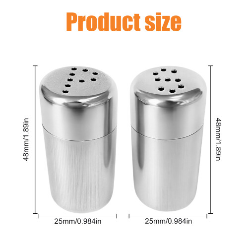2Pcs Nonrust Steel Pepper Shakers Rustproof Spices Dispenser For 1