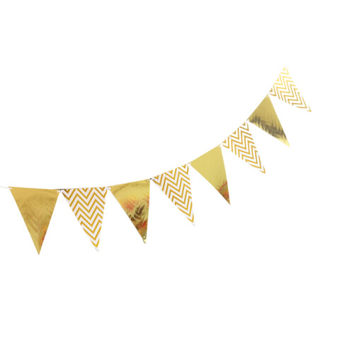 Metallischer dreieckiger Wimpelschmuck,-Gold