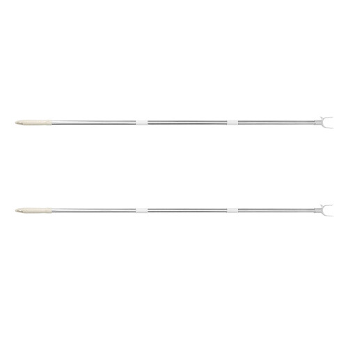 2Pcs Adjustable Clothesline Pole White Plastic Steel Durable Home Use