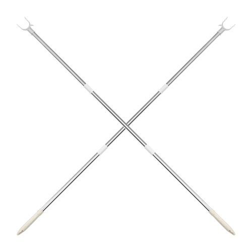 2Pcs Adjustable Clothesline Pole White Plastic Steel Durable Home Use 1