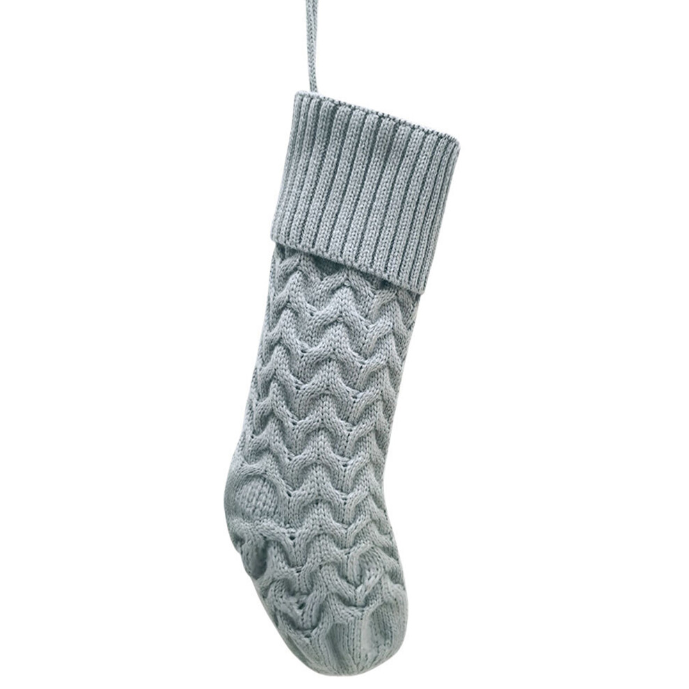 Christmas Knitted Stocking Xmas Tree Hanging Pendant-Gray large