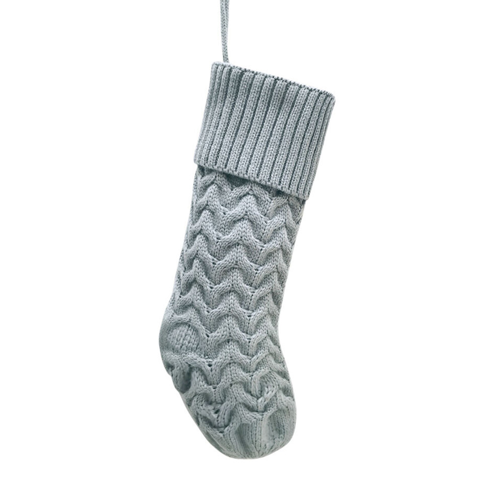 Christmas Knitted Stocking Xmas Tree Decor Stockings-Gray small