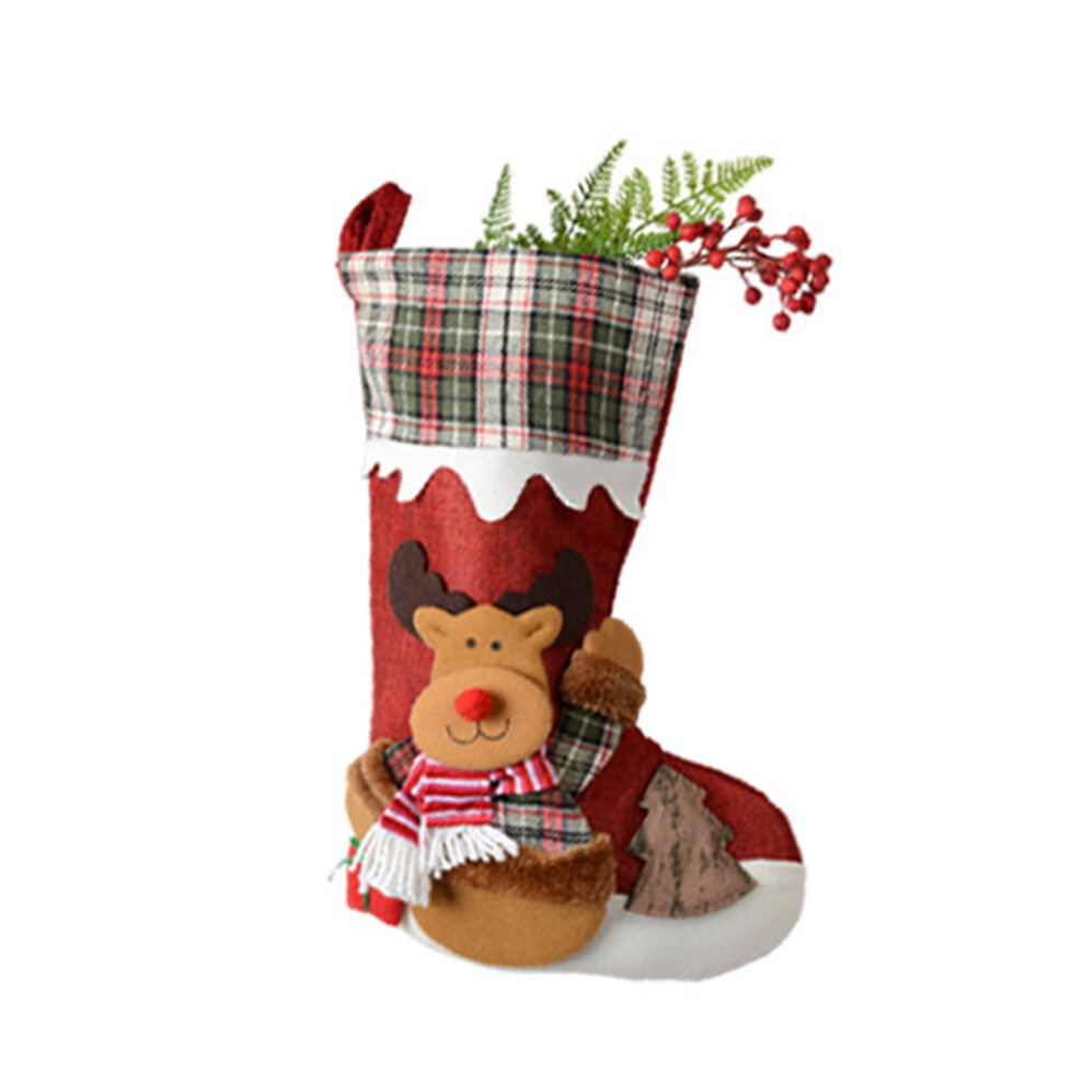 Christmas Stocking 19'' Large Socks Santa Snowman-3 Elk