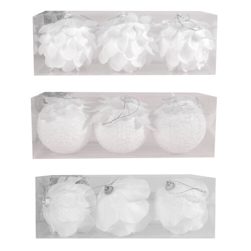 White Christmas Tree Ball Baubles 3pcs/box Decorations-Style 3 1