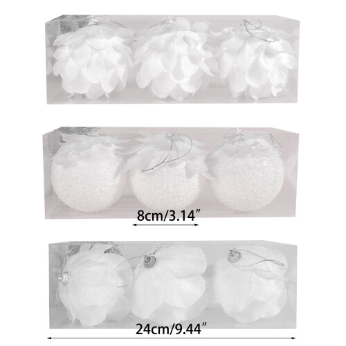 White Christmas Tree Ball Baubles 3pcs/box Decorations-Style 3 2