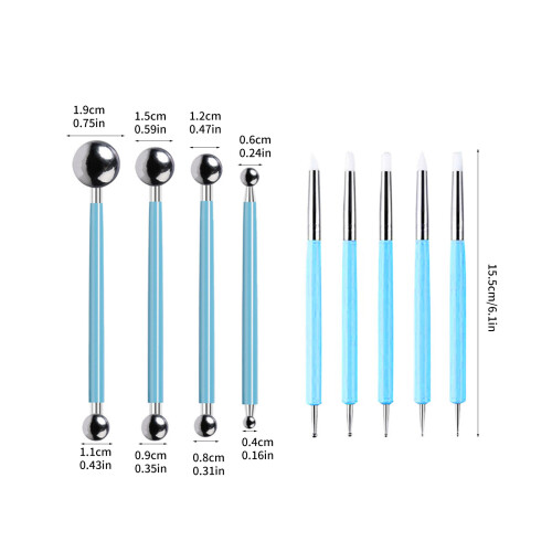 9Pcs Double Ended Pottery Texturing Tool Clay Dotting Tool for 2