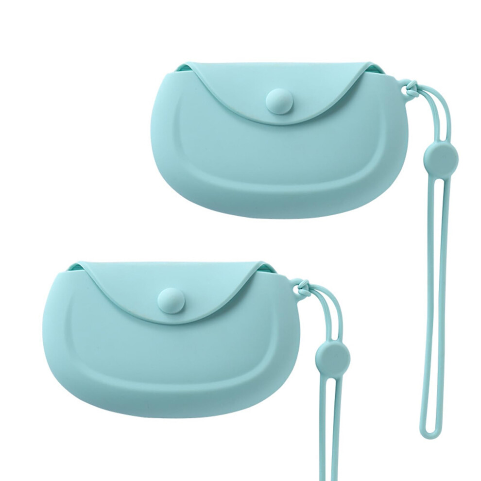 Green Silicone Retainer Case With Lanyard 2 Pack, Portable Travel Holder For Braces, Aligners, Night Guard, Vent Holes,