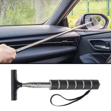 Car Side Mirror Squeegee Telescopic Retractable Extendable Tool For Glass Rainwater Mist Black Universal Fit