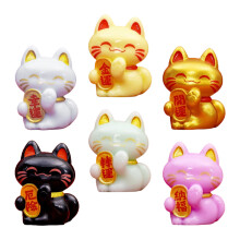 6er-set mini glückskatzen-figuren, katzen-figürchen für desktop-deko