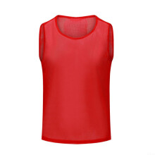 Adult Mesh Football Training Bibs for Soccer Basketball Volleyball, Lightweight Breathable Polyester, Red Outdoor Vest