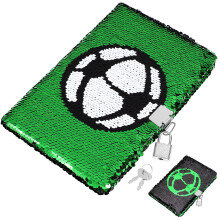 glitzer notizbuch doppelseitig bedruckt fußballmuster mit schloss