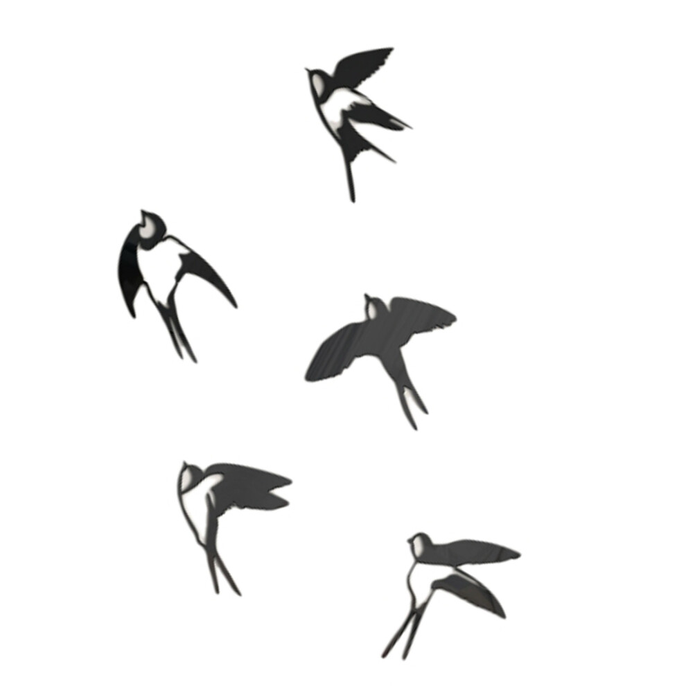 Bird Acrylic Mirror Wall Sticker Home Decors Bird Wall-Black L 7695000223226