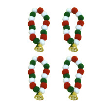 4Pcs Soft Plush Pet Collars with Colorful-L Christmas colors