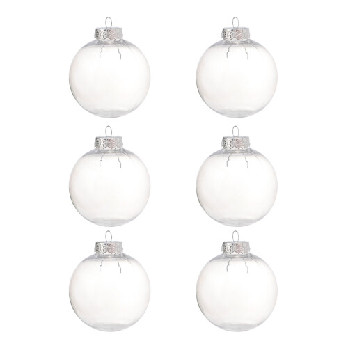 6xRemovable Cap Pendant Empty Christmas Tree-Silver 8cm