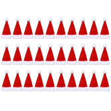 30pcs Mini Christmas Santa Claus Hats Wine Bottle Decor New Year