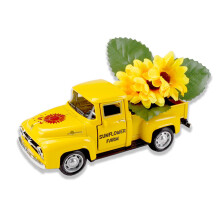 Camion avec fleur artificielle, tournesols de ferme-Jaune