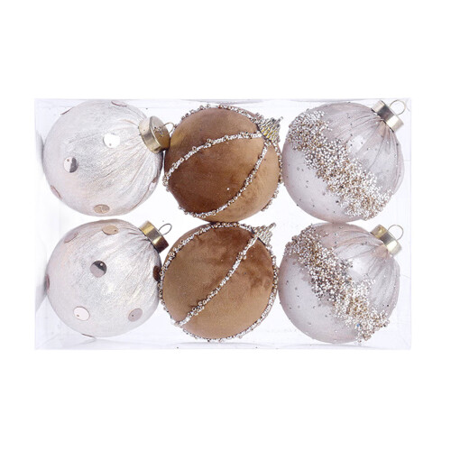 Boule de décorations en peluche pour vacances, sphère-Champagne