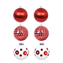 1 Box Festival Pluche Bol Decoraties Kleurrijke-Rood en wit
