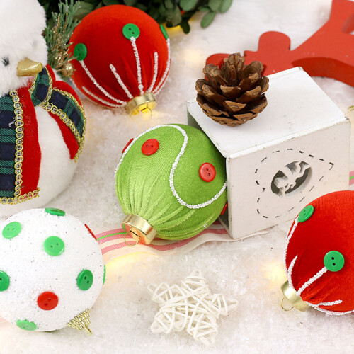 Boule de décorations en peluche pour vacances, sphère-Champagne 2